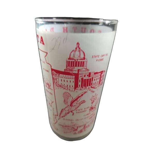 Vintage State Of South Dakota Souvenir Frosted Drinking Glass Hazel Atlas Flaw - Picture 14 of 14